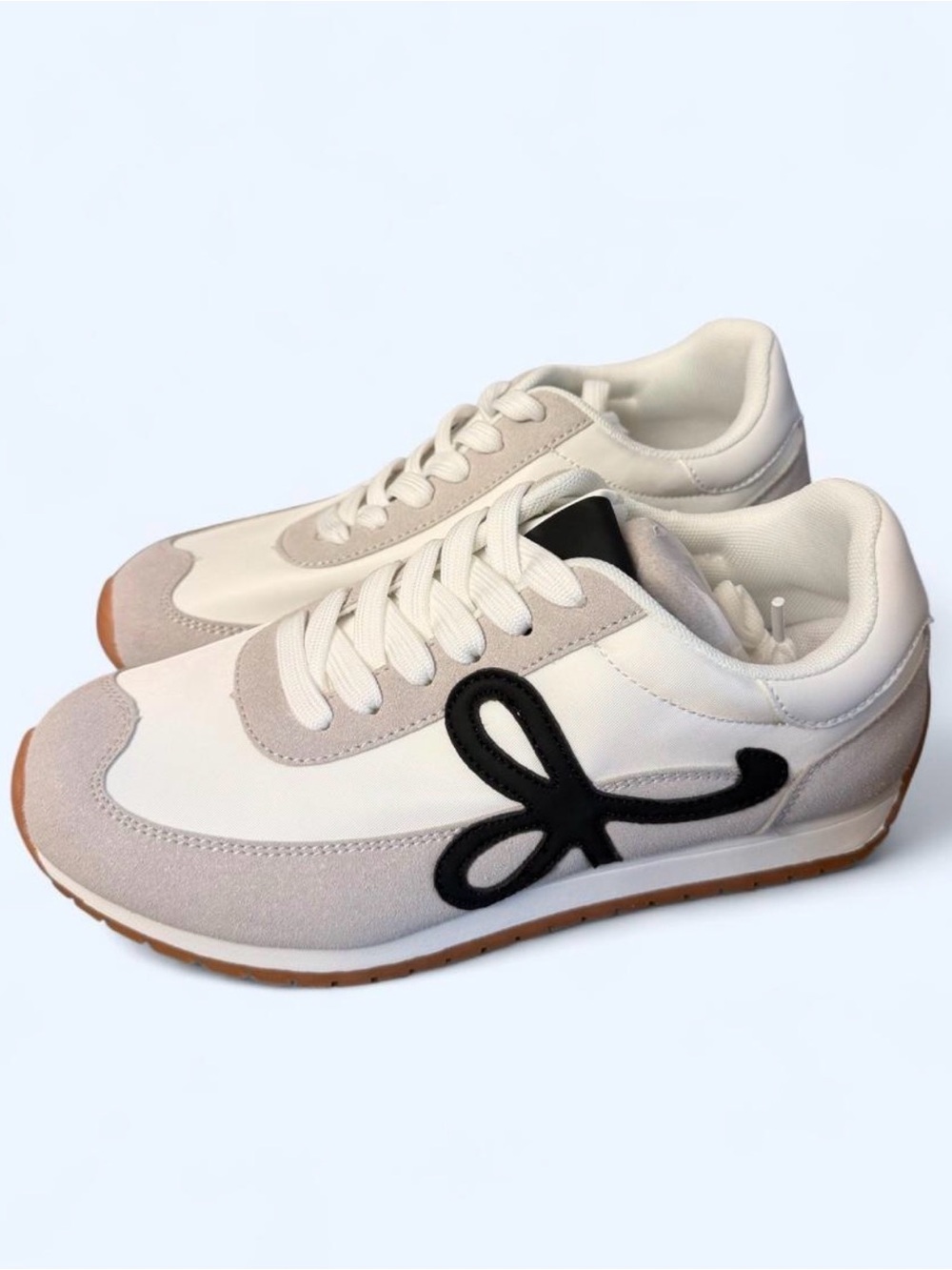 Berness (Simone)Women’s Neutral White and Light Gray Lace-Up Sneakers